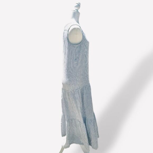 Max Studio Maxi White and Blue Dress Sz L - Picture 3 of 9